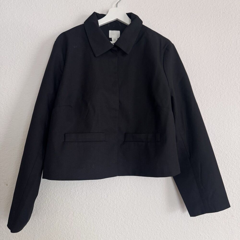 NEW H&M Women's Size XL Short Collared Jacket Black Lined W Pockets  NWT - Picture 10 of 10